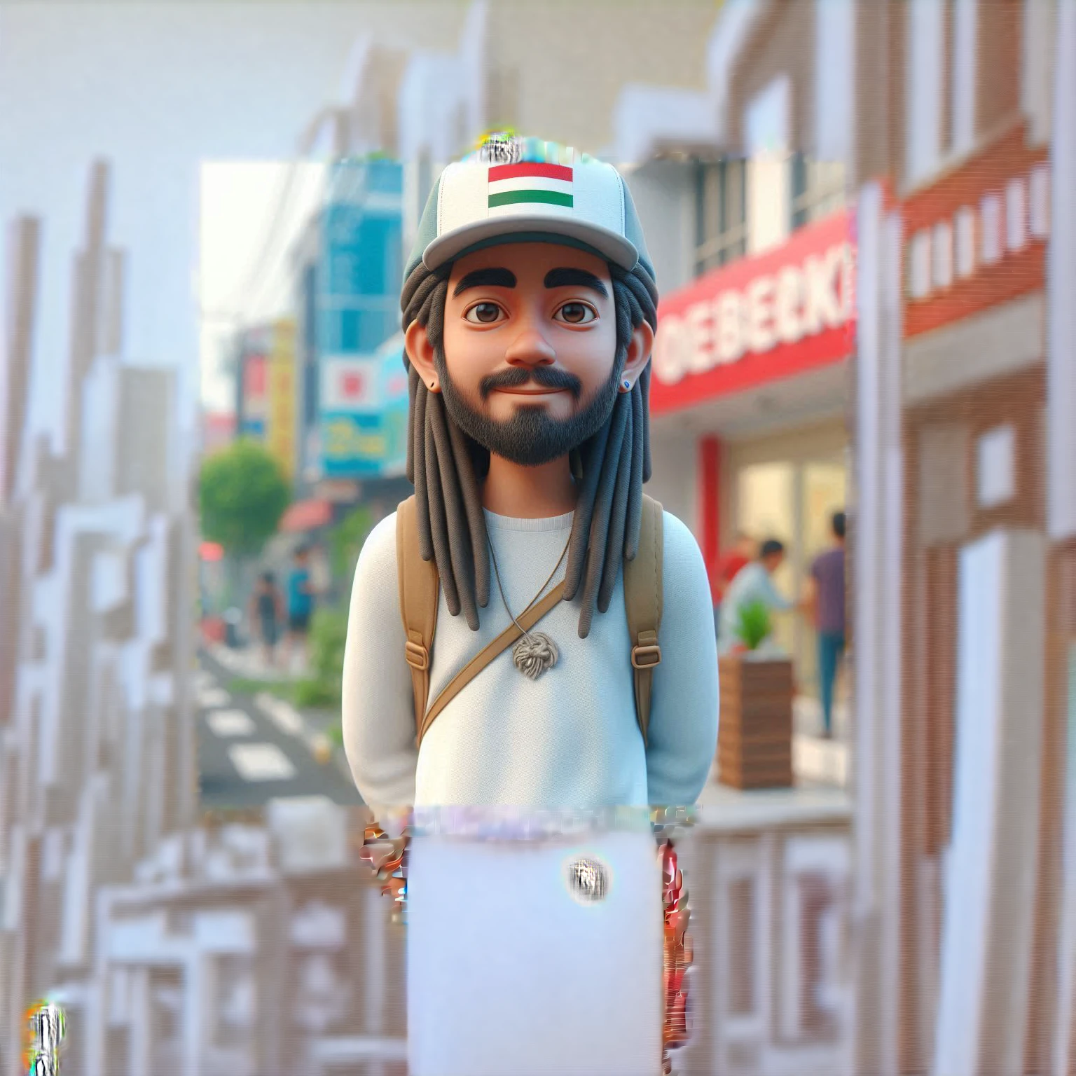 arafed man with dreadlocks and a backpack on a street, 3 d demo reel avatar, for hire 3d artist, 3 d character, 3d character, 3d character realistic, 3 d character art, 3 d character render, 3 d artist, 3 d cartoon, rastafarian, 3d characters, realism artstyle, 3 d render stylized