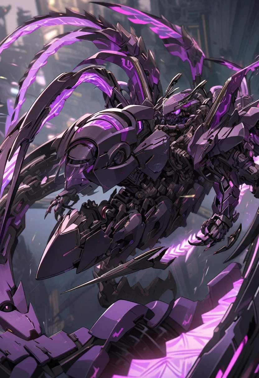 a extremely detailed high tech dark purple mechanical scorpion tail