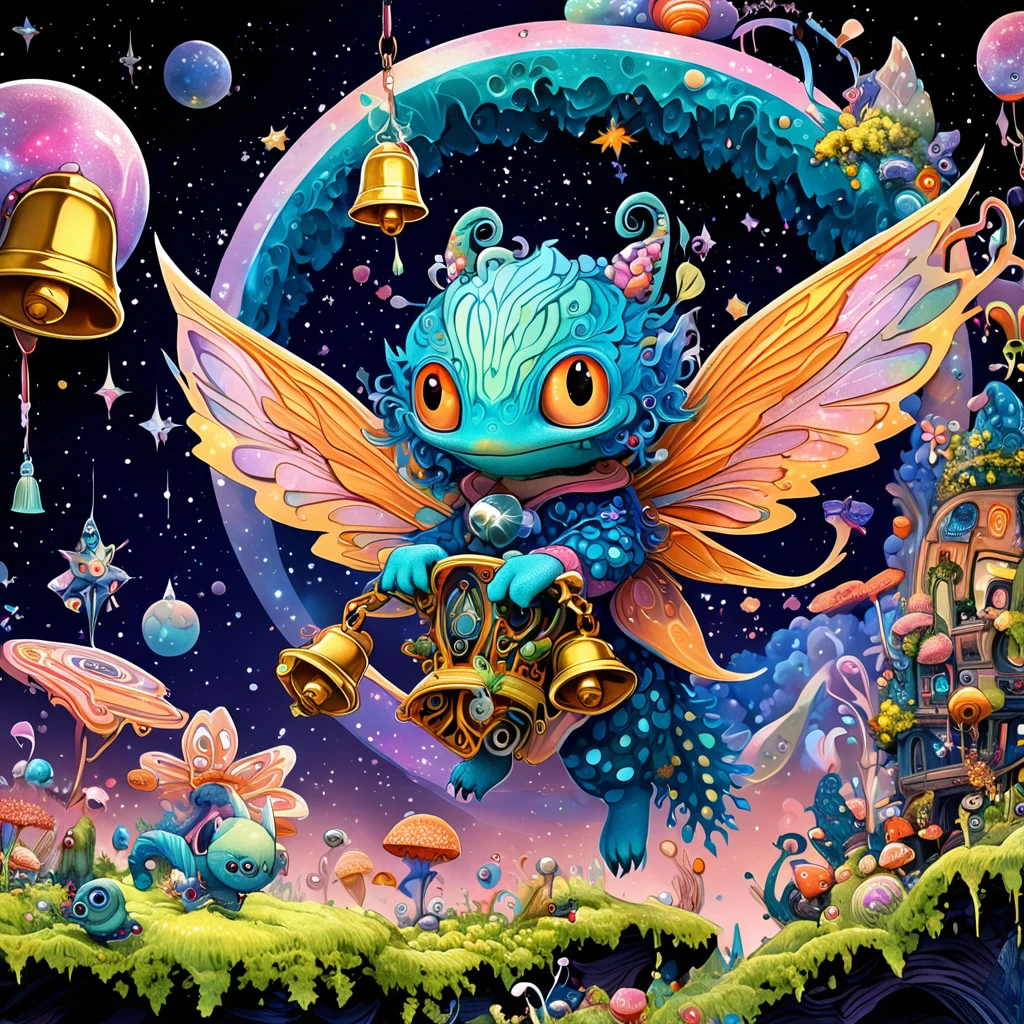 (best quality,4K,8K,high resolution,masterpiece:1.2),Extremely detailed,Surreal style,Daniel Merriam Style,Cute style biopunk monster concept,Character concept design,
rest
(full_shooting:1.2),space warp background,(bell_background:1.3),Negative Space Composition,
rest
simple background,