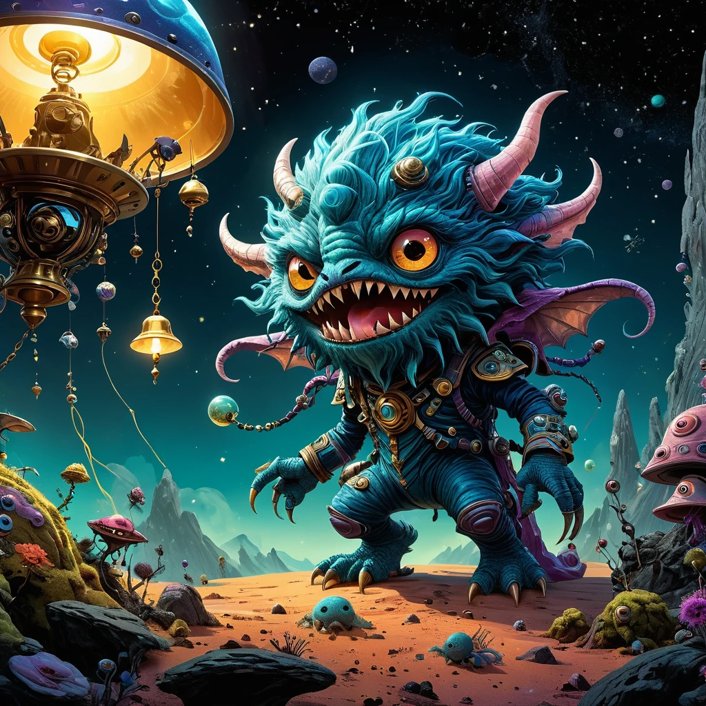 (best quality,4K,8K,high resolution,masterpiece:1.2),Extremely detailed,Surreal style,Daniel Merriam Style,Cute style biopunk monster concept,Character concept design,
rest
(full_shooting:1.2),space warp background,(bell_background:1.3),Negative Space Composition,
rest
simple background,
