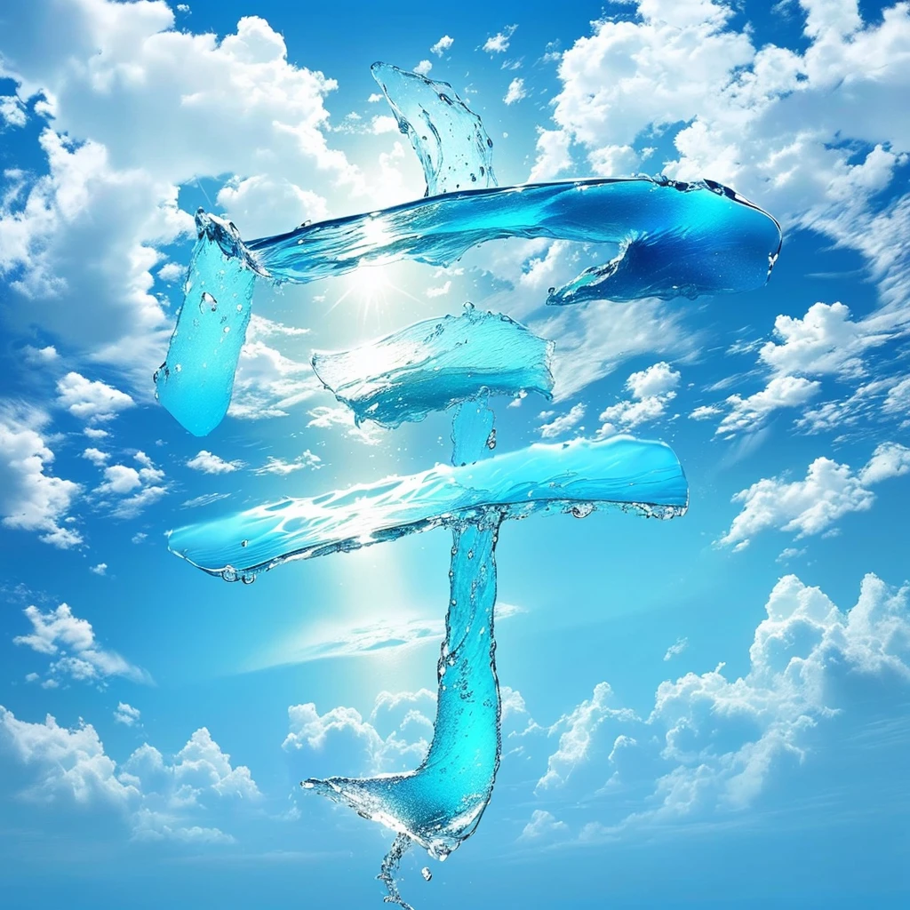 Water as the main composition,Draw the sky,Pictures of the ocean。
