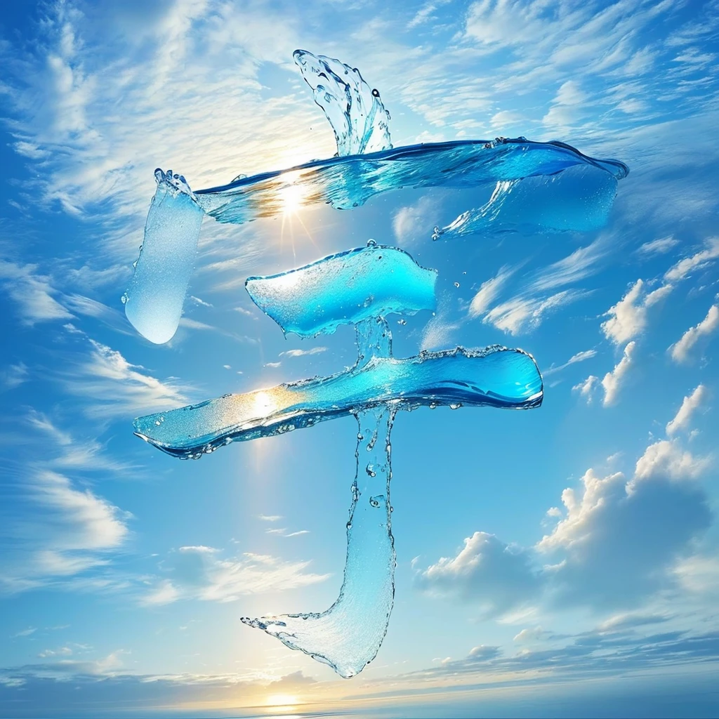 Water as the main composition,Draw the sky,Pictures of the ocean。