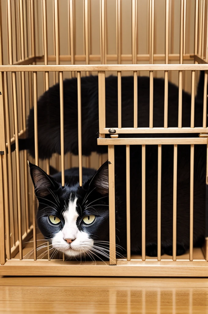 Poor cat in a cage
