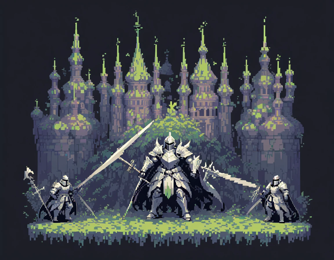 Pixel Art,Pixelated,8 bit,Retro game,Dim colors,Retro Style,Pixel animation,Low resolution,Dark Style,knight,拿剑的knight,black background,Pure black background