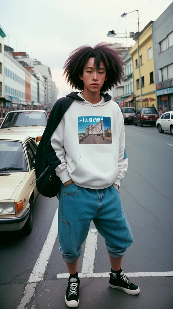 White man with white curly hair, black sweatshirt, caminando por un paso de pedestrians, Crossroads, color film street photography, man walking through the city, people in the streets, people in the streets, Busy streets, People walking down a street, streets full of people, pedestrians, people walking around, Naoya Tanaka, Street photography style, People out of focus, fujicolor sample