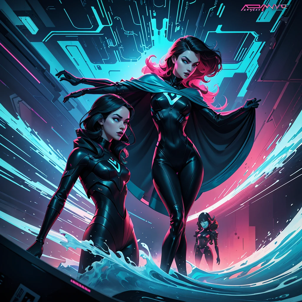 a poster for Baila Como Cisnes featuring dancers in a futuristic setting, album art, ( ( ( synthetic wave ) ) ),  🕹️ 😎 🔫 🤖 🚬, promo, music album cover, art cape, music album art, album art cape, album, by Juan Villafuerte, (synthetic wave)
