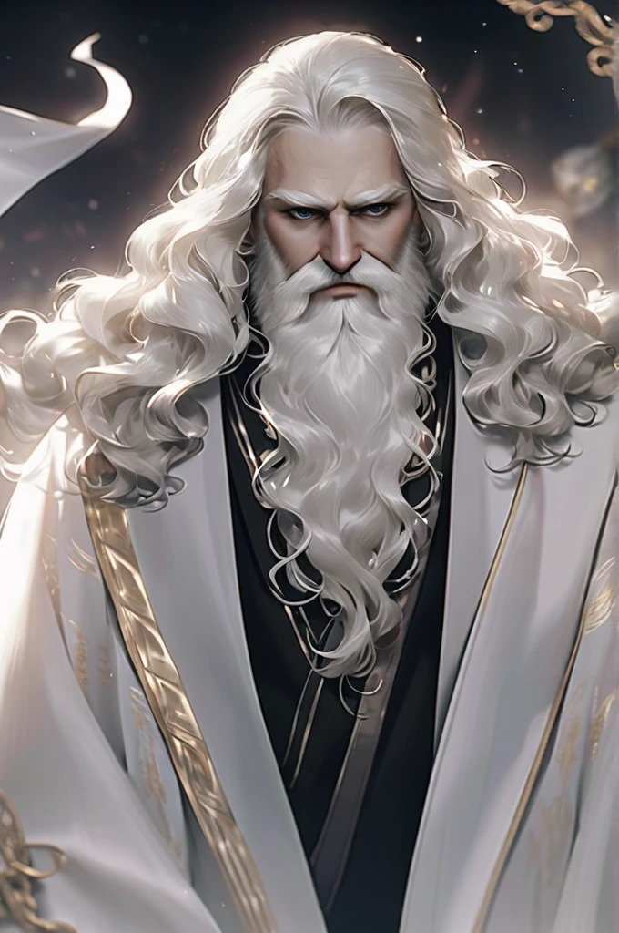 ((Лучшее качество)), ((шедевр)), (подробный), Curly-haired icy king with a severe beard
