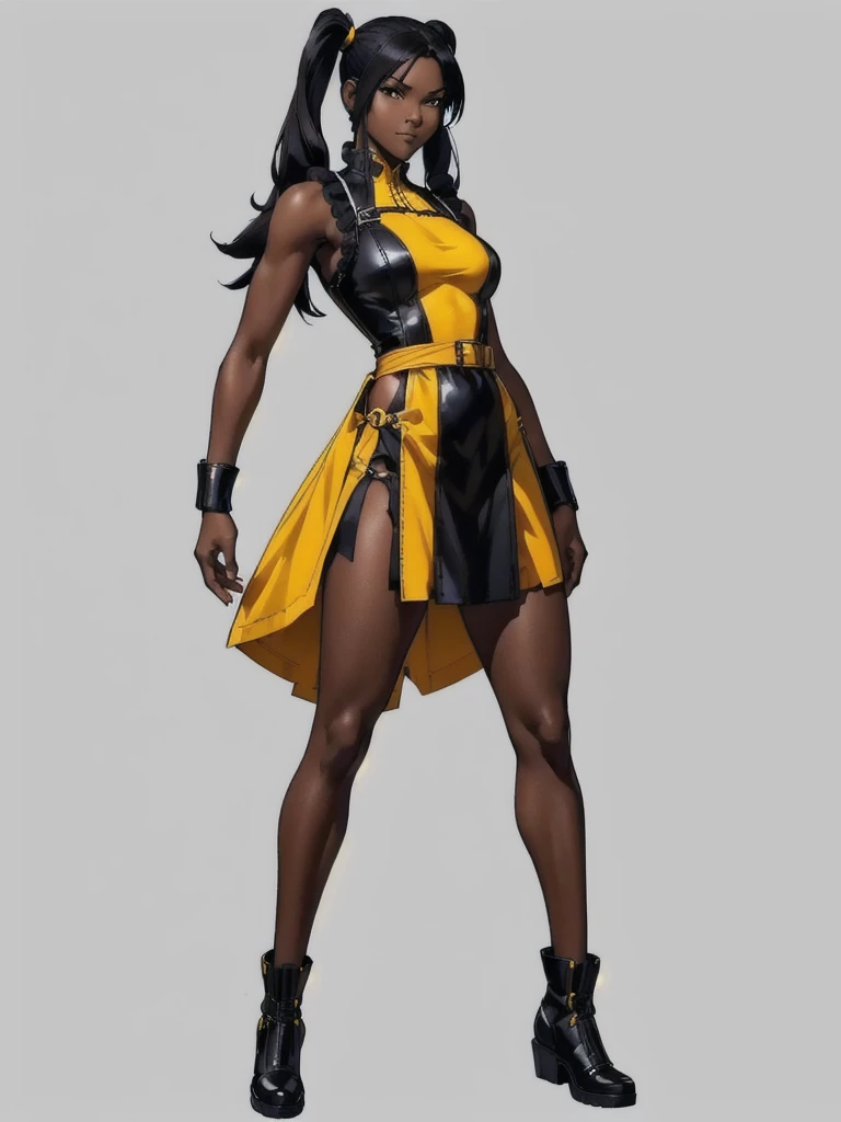 Sexy, master part, best quality, ultra-detalhado, corpo inteiro: 1.2, (((mulher preta sexy, Seios muito grandes, pele negra, corpo magro))), sci-fi slashed armor open in front (sem roupa), full body dynamic action pose, corpo esbelto, sorriso claro, corpo inteiro, multicolorido, encaracolado, Crespo, cabelos modernos, modern accessories, Fundo em tom pastel, Colorido e simples, 
duas pernas