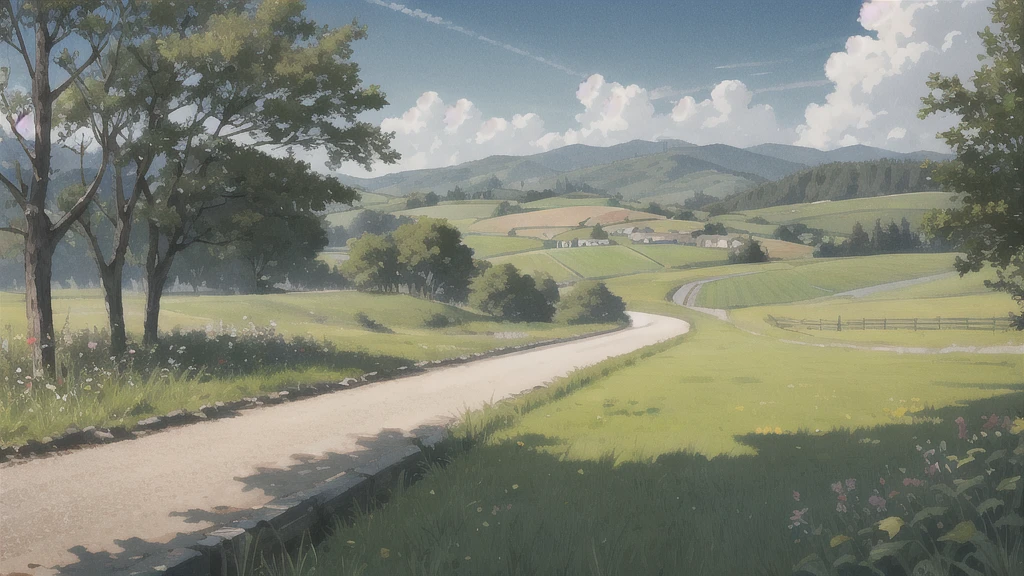 Soothing rural scenery、Nostalgic、An illustration