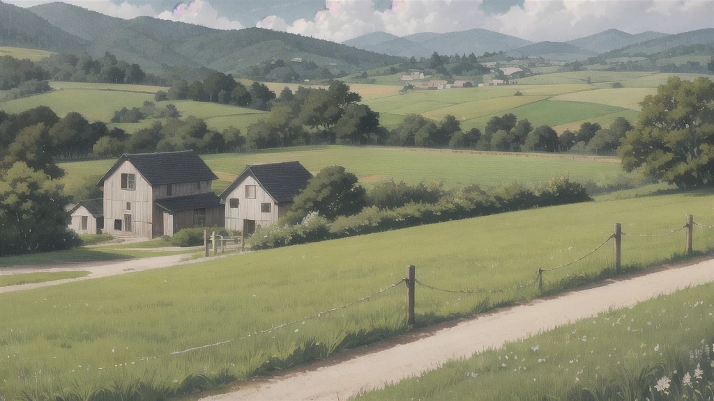 Soothing rural scenery、Nostalgic、An illustration