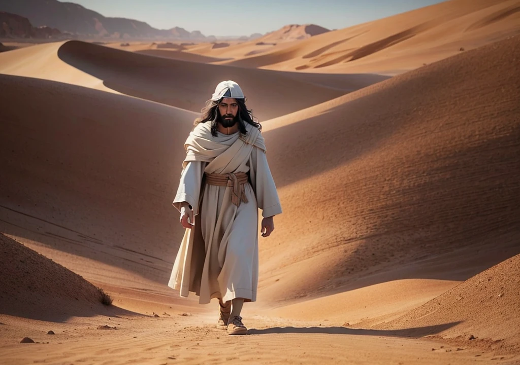 Jesus Christ walking in the desert
