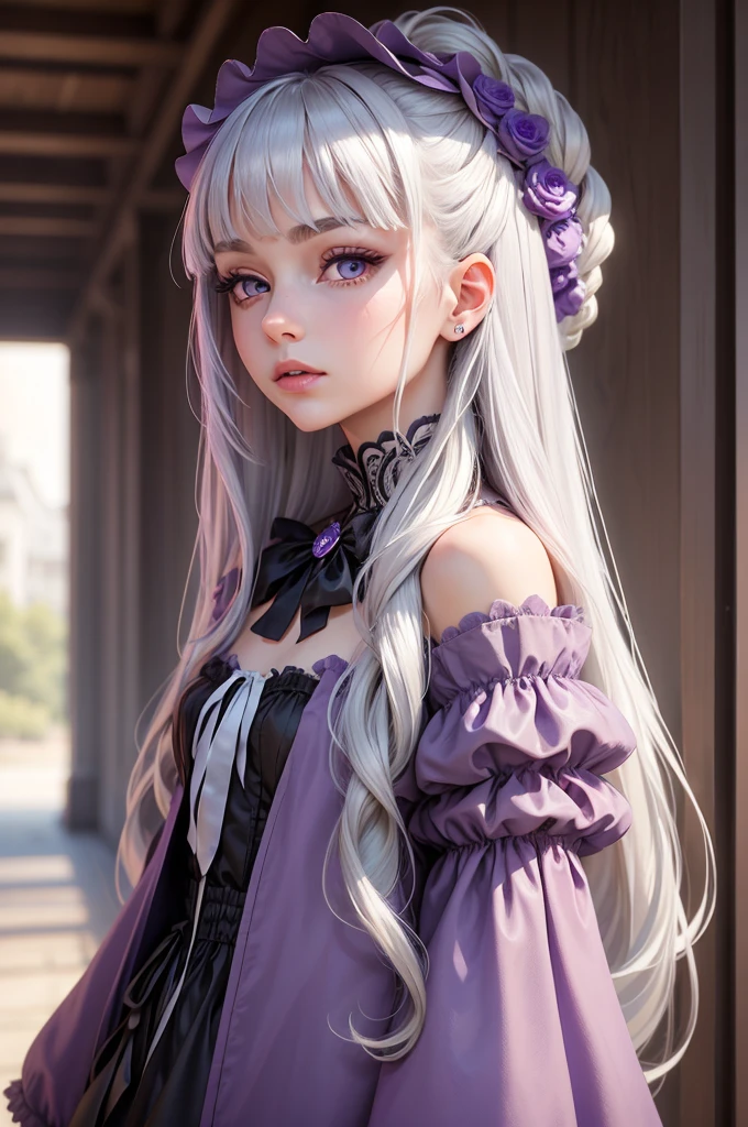 masterpiece, Highest quality, One girl, Elaina_(May_no_gossip), Silver Hair, Purple eyes, Long Hair, Have