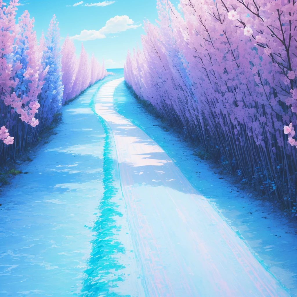 The right path drawing, vivid sky blue color, paradise pink color, indigo dye color, white back ground, minimal details v4