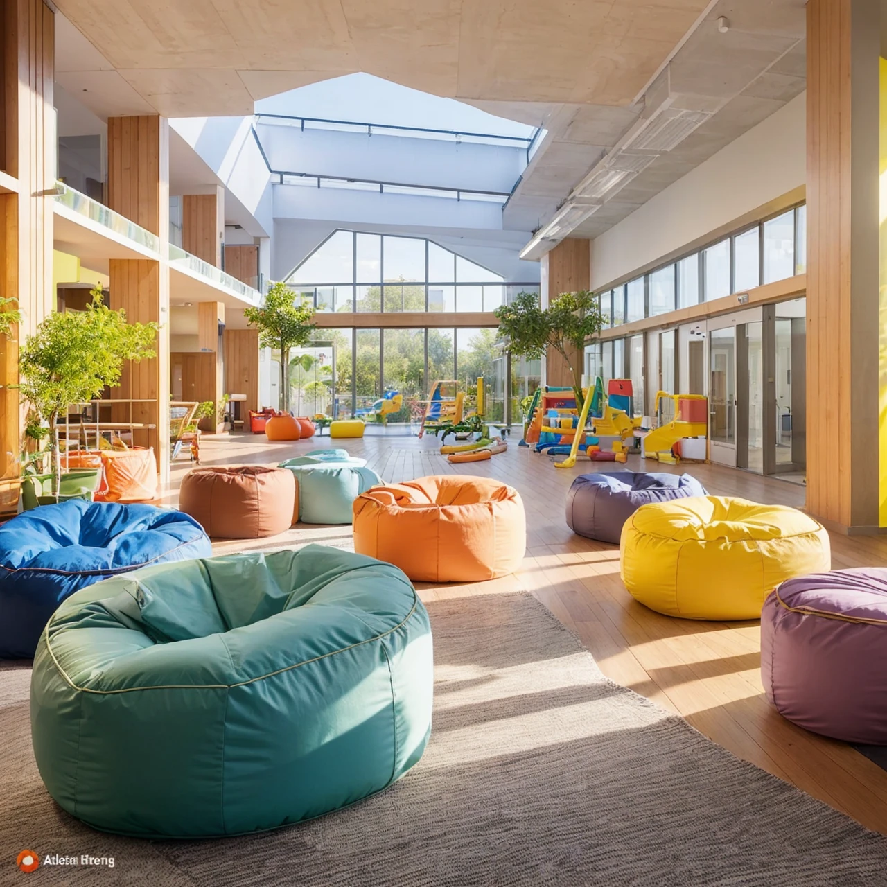Plan of a three-story clinical building with an open space on the third floor with several interactive toys, poufs, for children to be attended to by professionals, the colors are very colorful and cheerful, on the second floor place algae to treat medical problems with fun offices, interactive and colorful, on the first floor there is a reception and waiting rooms for parents to wait for their children to be seen, and a fenced terrace with toys, playgrounds and swimming pool for children, with a very realistic and cheerful look for families to enjoy while they wait. The clinical building will also have a modern and welcoming facade, with vertical gardens and a wide and accessible entrance to facilitate access for everyone. Underground, There will be ample parking for patients and visitors.
Medical offices will be equipped with cutting-edge technology and high-quality materials to ensure patient comfort and safety. The healthcare professionals who will work in the clinical building will be highly qualified and dedicated to providing excellent care for children and their families..
With a happy atmosphere, welcoming and functional, the clinical building will be a reference space in the healthcare sector , promoting the well-being and quality of life of children and their families.