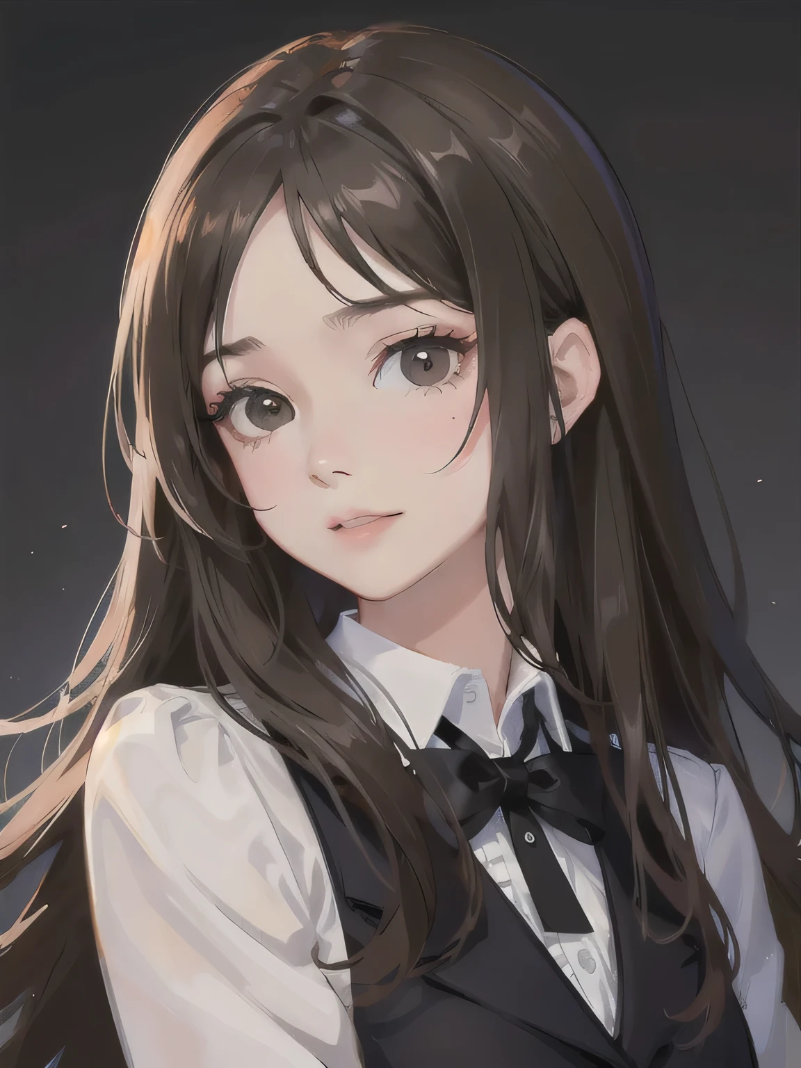 Beautiful face, Brown hair, black eyes, I&#39;m sitting on the couch with a confused expression on my face