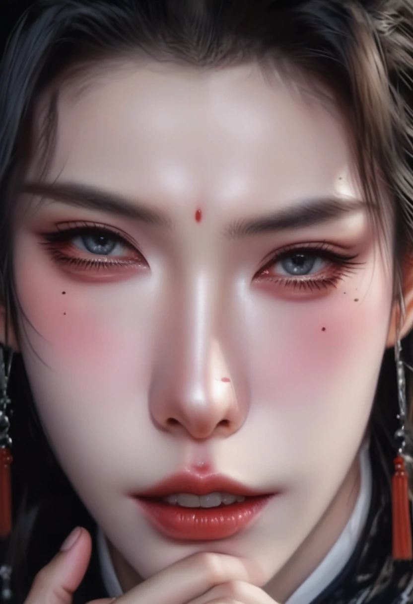 (best quality:1.2), (high resolution:1.2), (Beautiful face and eyes:1.5), (The sharpest focus:1.2), (Ultra Realistic Photo:1.2), (Ultra-precise photos:1.2), (Depth of Field:1.2), (8k high resolution:1.2). (Perfect anatomical structure:1.2),
(Beautiful hands:1.5), (Perfect hands:1.5), (Cynical smile:1.5), (Very young and beautiful Chinese man:1.0), (Lie quietly,Close your sick eyes:1.8), (On top of a steep rocky mountain:1.8),
(Leo stars twinkling in the night sky:1.5), (Top view:1.5), (Holding an unsheathed sword:1.0), (dressed in light armor、Chinese warrior with broken weapon:1.0), (Pale complexion:1.5),