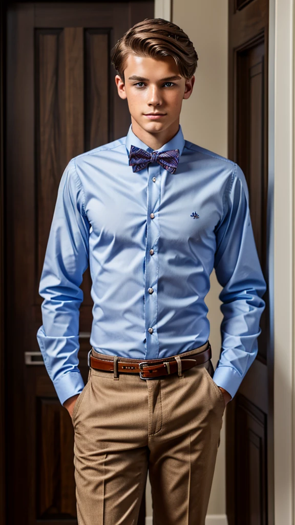19 year old male wearing bow tie and lomg sleveed button up with belt and tucked in
4K HIGH REZ
Physical Description: Brown colored hair and skinny build. 5"5 and 150 LB. Blue eyes.
.