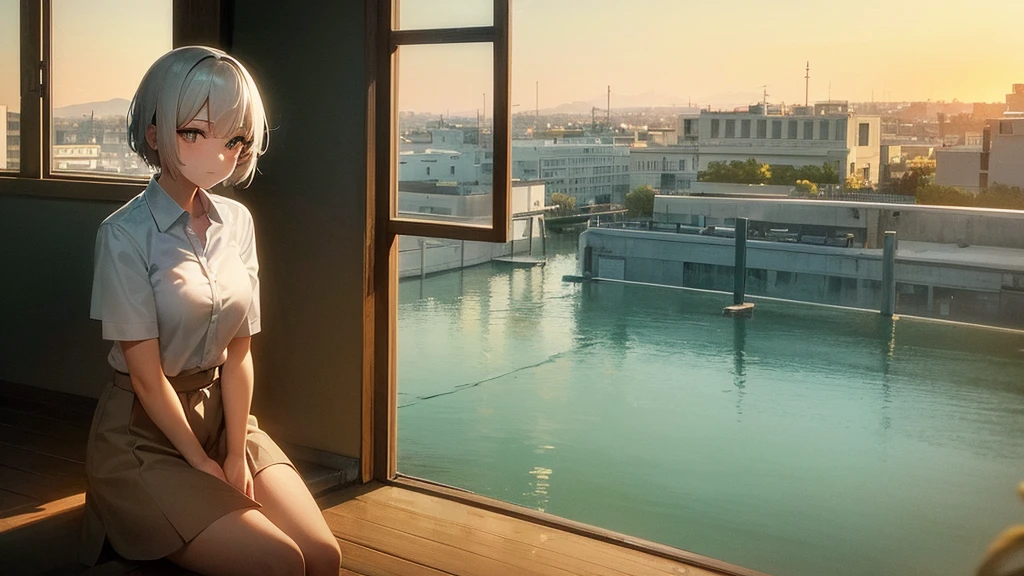 Naked woman on the balcony