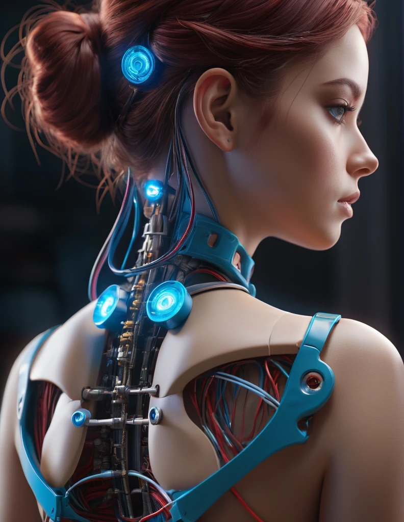 quality(8k wallpaper of extremely detailed CG unit, ​masterpiece, hight resolution, top-quality, top-quality real texture skin,hyper realisitic, digitial painting,increase the resolution,RAW photos，best qualtiy,highly detailed,the wallpaper),BREAK,8K, 1mechanical girl,ultra realistic details, portrait, global illumination, shadows, octane render, 8k, ultra sharp,intricate, ornaments detailed, cold colors, metal, egypician detail, highly intricate details, realistic light, trending on cgsociety, glowing eyes, facing camera, neon details, machanical limbs,blood vessels connected to tubes,mechanical vertebra attaching to back,mechanical cervial attaching to neck,sitting,wires and cables connecting to head
 