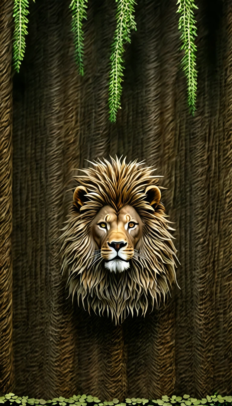 Front view，There is a wild man in the forest，The whole body is covered with mane（best quality，4K，8K，High level，masterpiece：1.2），Ultra Detailed，（lifelike，Photo real，Photo real：1.37），Highly detailed animals，Complex patterns，Realistic lighting，Fantasy Creatures