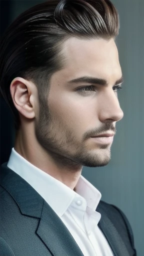 Group of German Stylish hair men gathered focus on faces.
