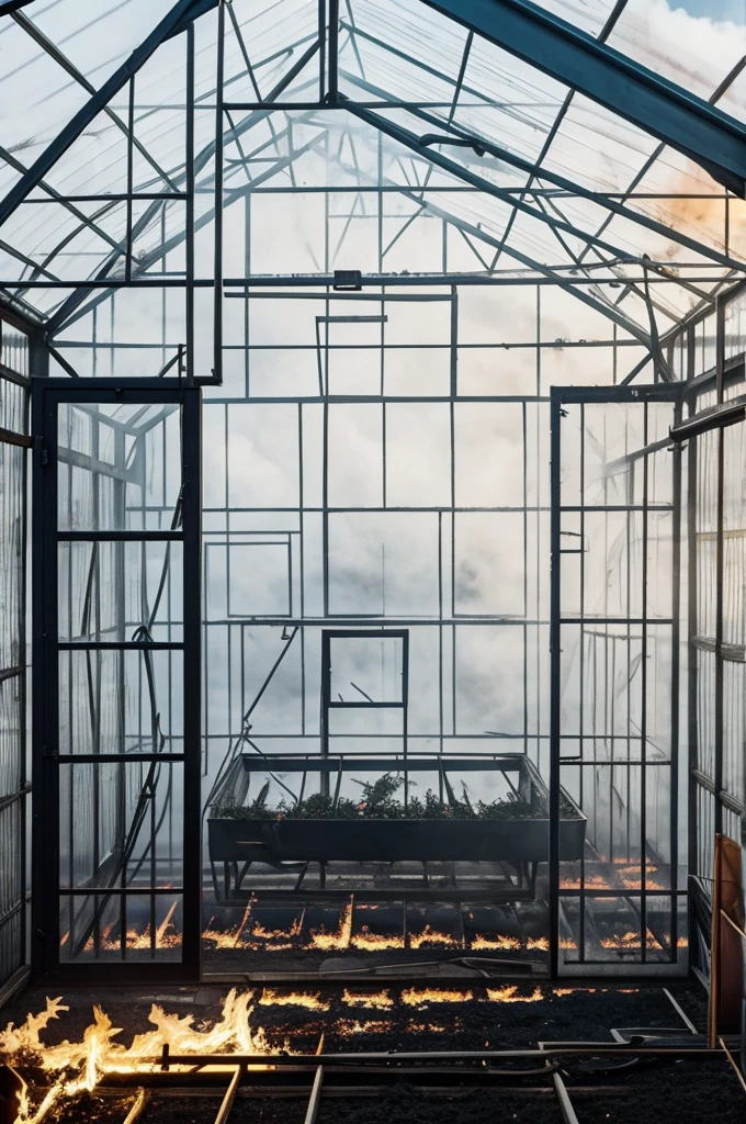 Greenhouse burning