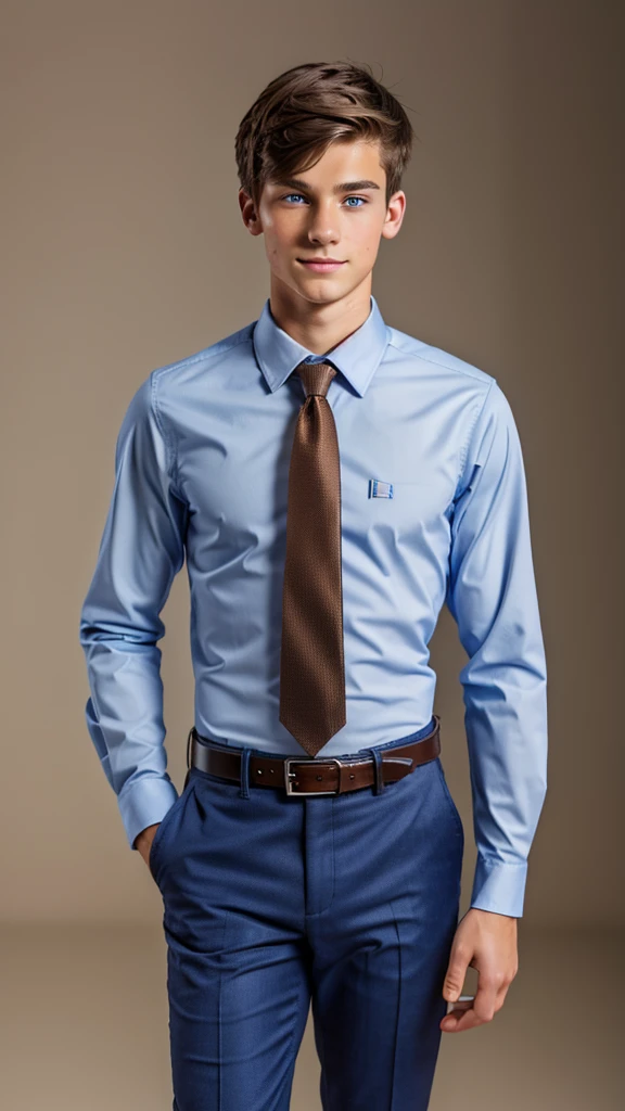 19 year old male wearing tie and lomg sleveed button up with belt and tucked in
4K HIGH REZ 

Physical Description: Brown colored hair and skinny build. 5"5 and 150 LB. Blue eyes. 

.