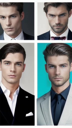 Group of German Stylish  men gathered focus on faces.