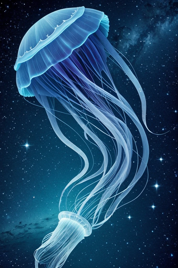 a jellyfish (sea animal) combined with a star (from the sky)