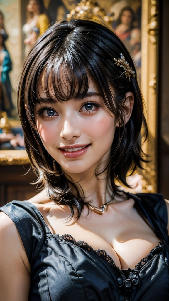 (Absurdly , high quality , Super detailed:1.2 ) ,( Handcrafted details ) , (Highly detailed beautiful face:1.4), ((Highest quality)), ((masterpiece)),smile ,beautiful woman, ((highest quality)), ((masterpiece)), (be familiar with), perfect face、(8K, highest quality, masterpiece:1.2),(highest quality:1.0), (ultra high resolution:1.0),((Natural big breasts:1.2)),((Upper Body))