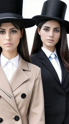 Group of haredi Stylish woman gathered focus on faces.