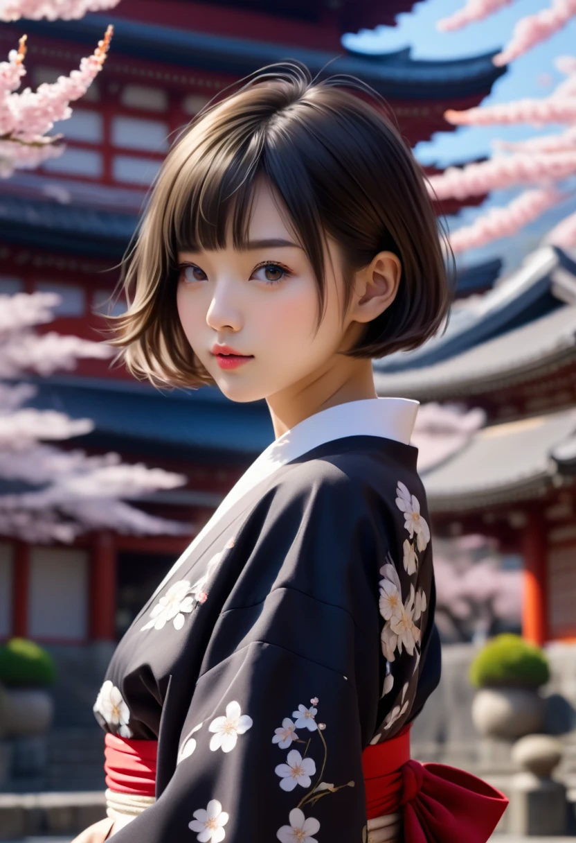 (best quality, 8K, 32k, masterpiece, Ultra HD:1.2) "Create a fascinating work of art，Featuring a young Japanese girl model with short hair, #13: Sleek Black Hair with a Chic Bob Hairstyle. Envision her bathed in dramatic Movie lighting, Create an atmosphere of charm and mystery. Emphasize romantic aesthetic atmosphere, Showing the model maintaining a calm and elegant pose，Evokes feelings of intimacy and maturity. Use warm and soft tones to enhance the romantic atmosphere, And consider adding elements like flowing fabrics or flowers，Add a touch of elegant beauty. Capturing the essence of romance and beauty through the model&#39;s expressions, The interpretation of light and shadow, And the overall beauty, Create a visually striking、Emotionally resonant works." (Perfect eyes), Flawless skin, Flawless face, Movie, Firm body, ((Shapely female hands)), ((Female hand with five digit))