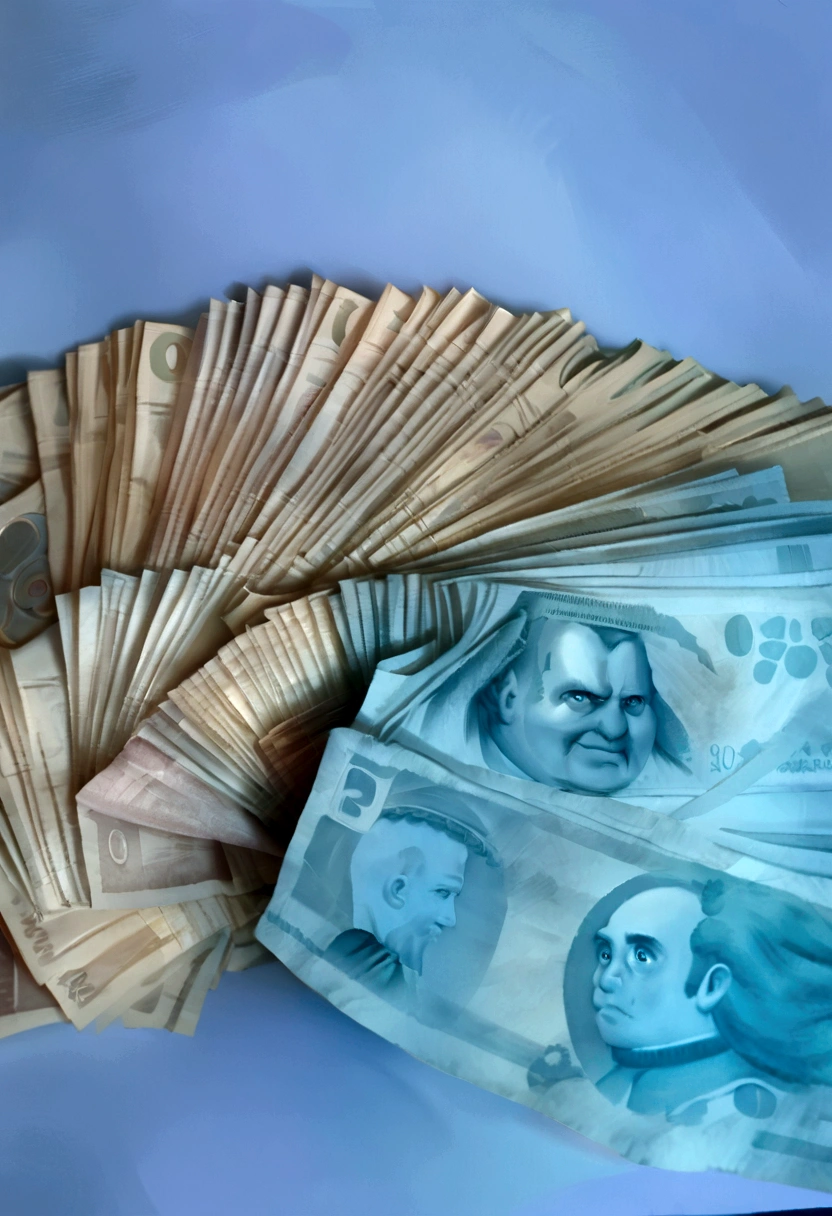a close up of a lot of money on a bed, by Felipe Device, I can't believe it's real, por Willian Murai, by Almada Negreiros, by Emma Rios, made of money, by Manuel Ortiz de Zárate, by Maximiliano Cercha, powder Nándor Katona, by Carlos Francisco Chang Marín