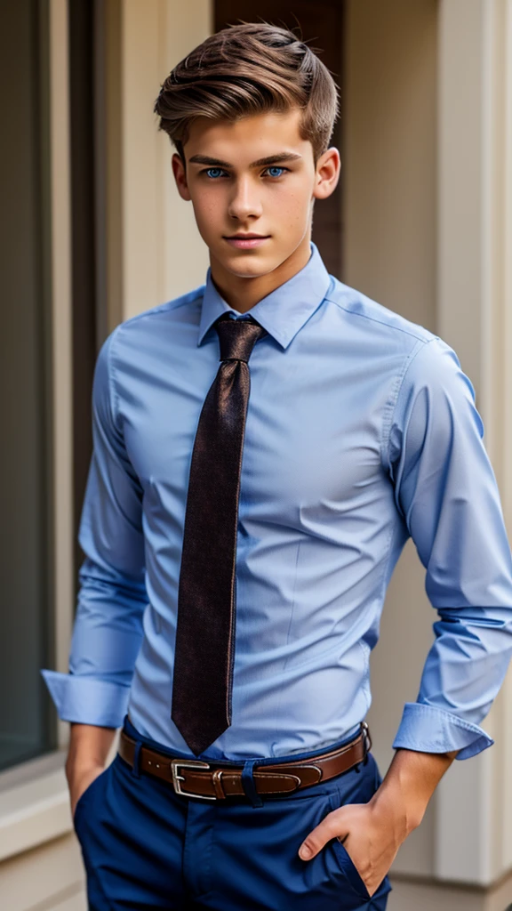 19 year old male wearing tie and lomg sleveed button up with belt and tucked in
4K HIGH REZ
Physical Description: Brown colored hair and skinny build. 5"5 and 150 LB. Blue eyes.
.