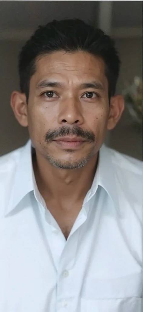 A realistis indonesian man face age 40 years wear a white shirt,ultra hd 8k