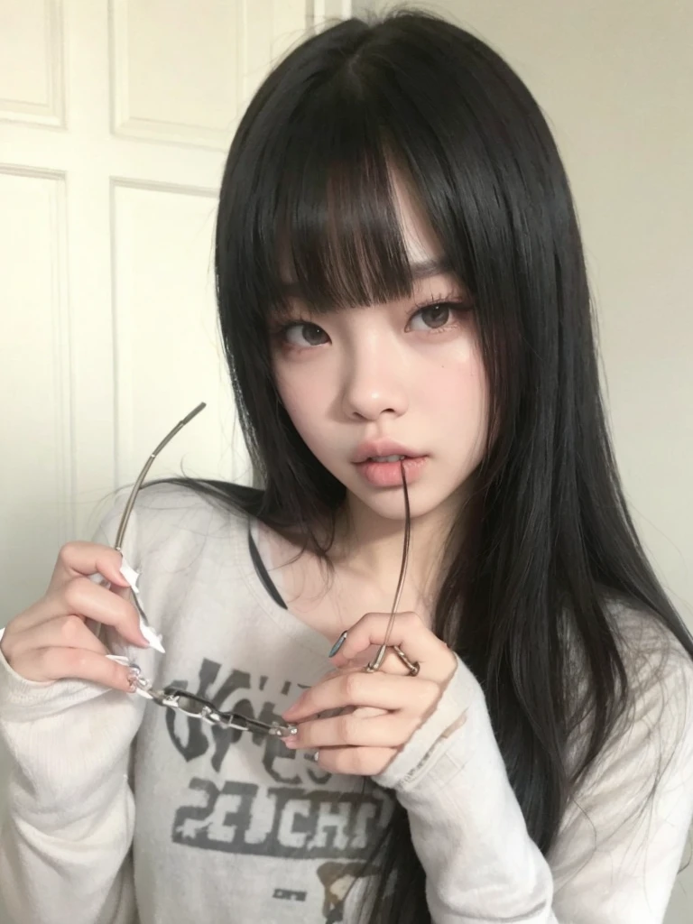 make it look like jennie from blackpink, high resolution, vegan fringe 