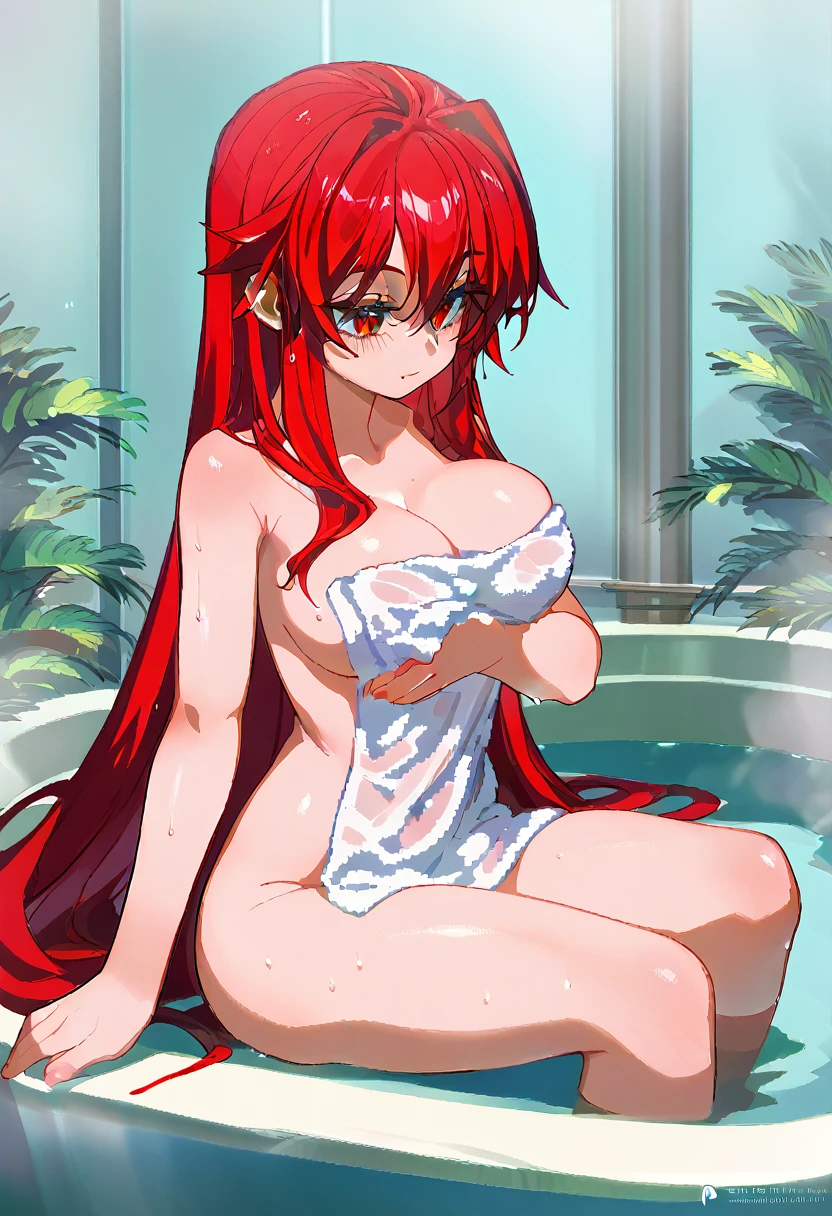 Rias Gremory,Bathing, pixel, towel