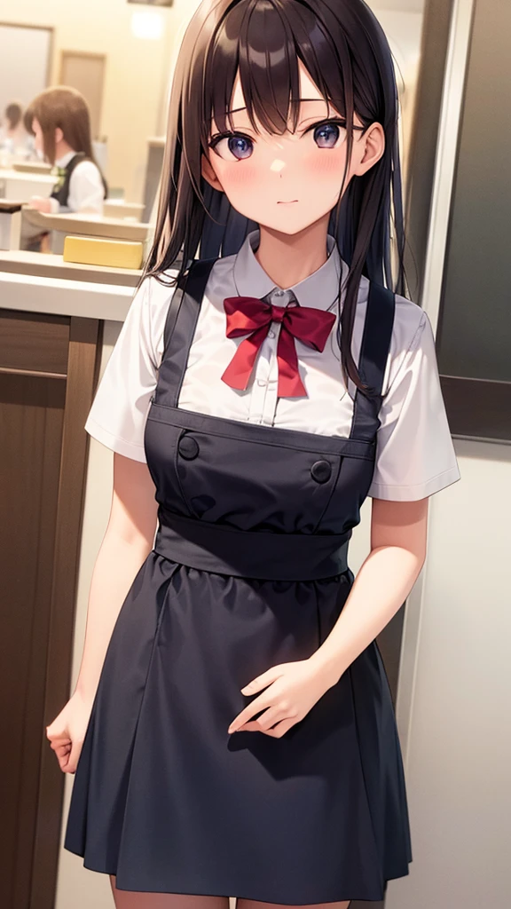 waitress、Are standing、girl、front、whole body
、Cafe