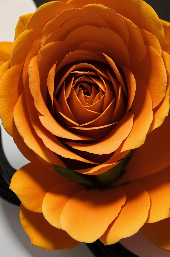 gradient in orange art, rectangular horizontal composition, Beautiful flower, hyper realist, photorrealistic, 8K, details Intricate, soft lighting, Warm Color Palette, swirly vibrant colors, dynamic composition, dramatic lighting, perfect mix, stunning art, Masterpiece artwork, proffesional, awardwinning, exquisite details in the image can only have orange and black colors