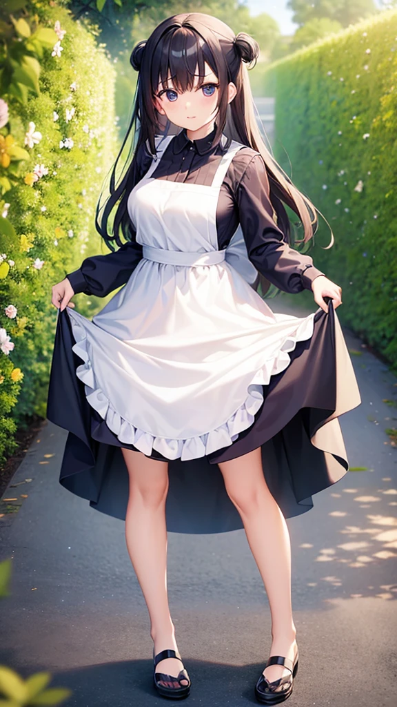 woman、whole body、apron、tall、front