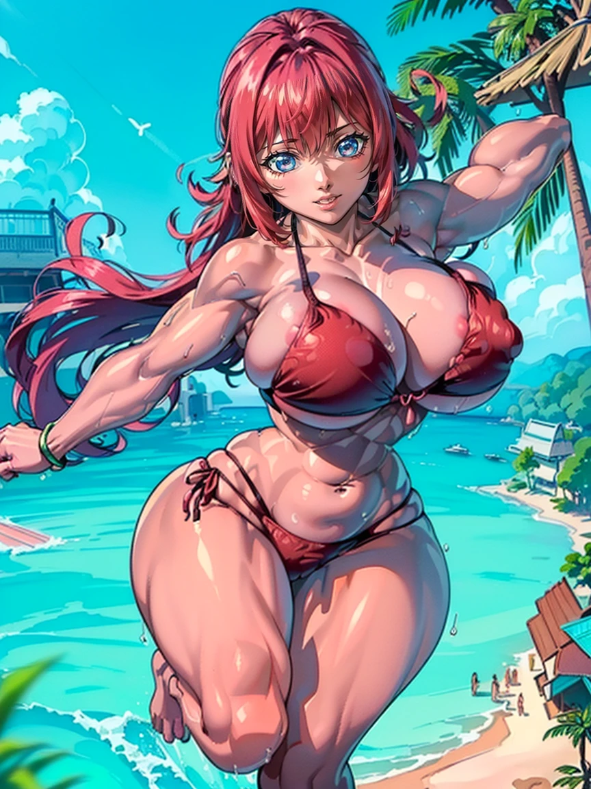 (Private 4K)、(High resolution:1.2)、(High freshness:1.2)、、(Whole Body Ezbian:1.2)、(Two Women:1.6)、((Woman with exaggerated big physique))、(Super big breasts fully opened:1.8)、abnormally developed muscles,,Barefoot woman, , Big arms、(Huge muscles:1.4)、(Dynamic pose:1.2)、(Woman running with all her might:1.8)、(High leg bikini:1.6)、(beach:1.6)