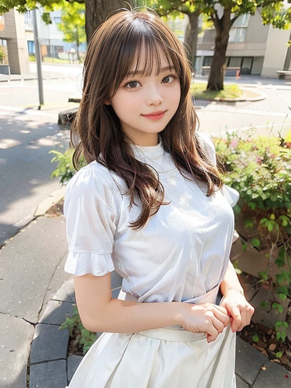1girl, woman, beautiful, medium breasts, flirtatious look, high res, (1girl eyes looking at viewer:1.55), Simple Background, Emphasis on the chest, whole body, cute face, beautiful face, nipple, light smile, (skirt lift:1.2), skirt lift pov, constricted waist, blush, shy, panties, underwear, 25 years old woman, skirt lift, flipped my skirt, (perfectly detailed face), looking at viewer:1.8, girl in summer cloth, Plain costumes, White outfit, one piece dress, mini skirt, park, photorealistic, (bokeh), photorealistic, depth of field, best quality, anatomically correct, super detail, textured skin, UHD, 8k
