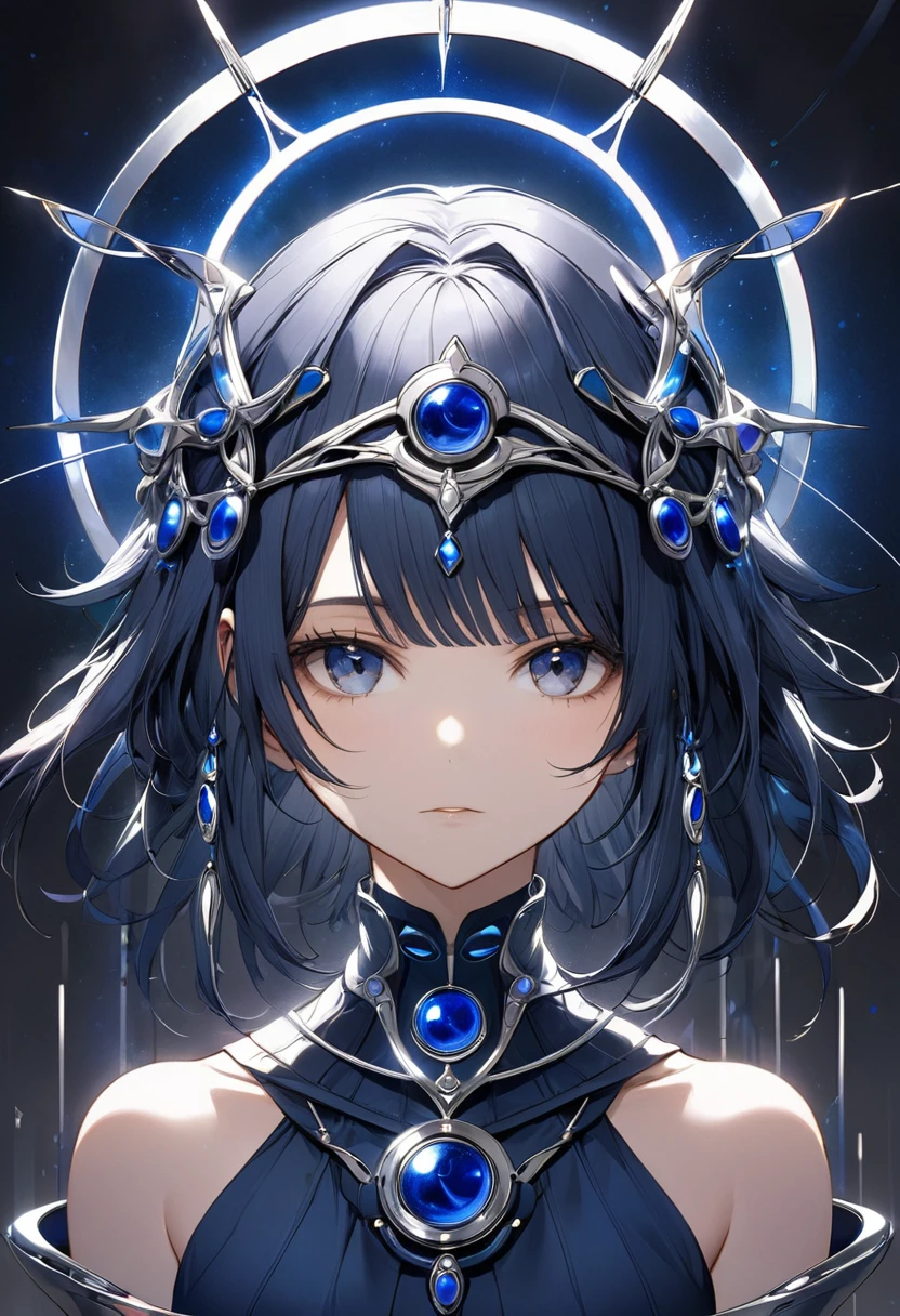 a extremely detailed simplistic futuristic fantasy circlet made of dark blue steel, emanates legendary psychic power