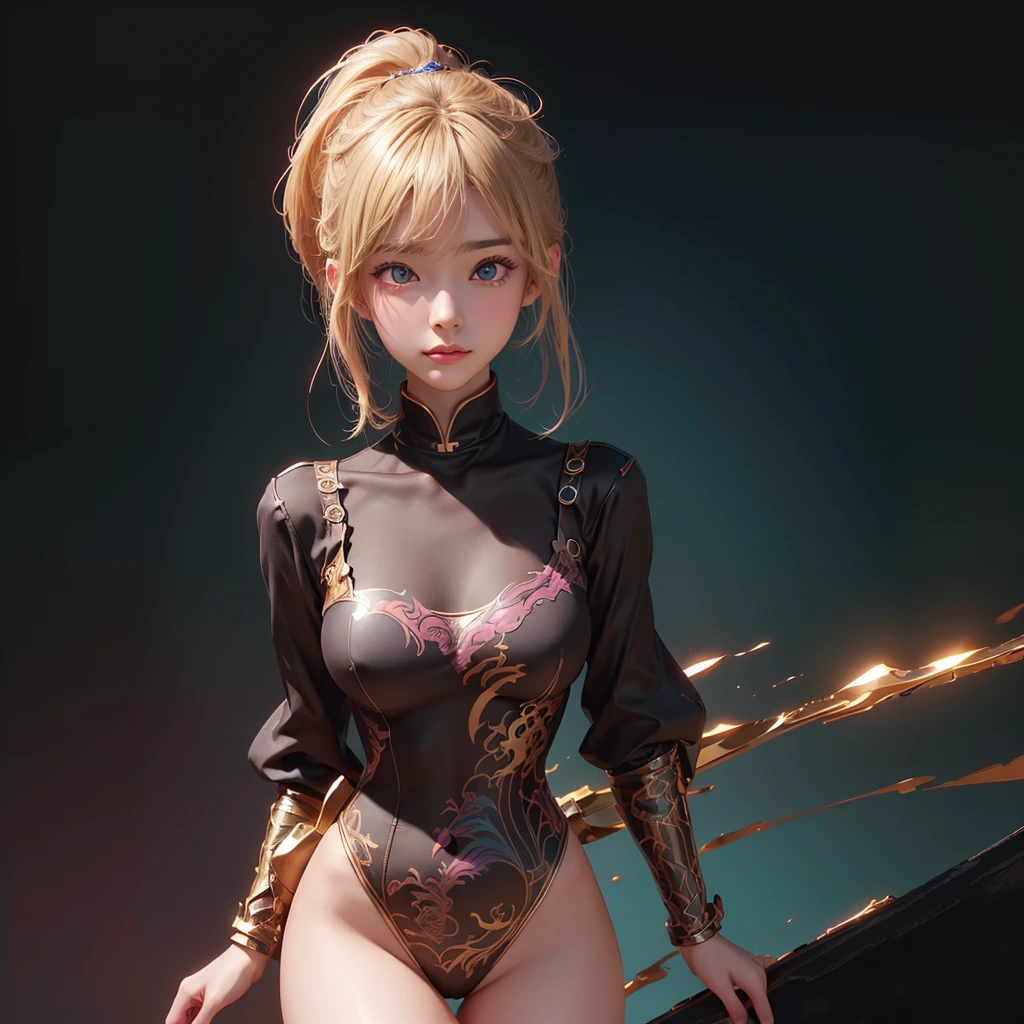 Polychrome,, night, dark, blonde, Show Viewer, In-person audience, Limited Edition Palette, Dragon Background, Shine,(Highly detailed CG Unity 8k wallpaper),(masterpiece), (Highest quality), (Vaporwave Style), (Super detailed), (Best illustrations),(Best Shadow),Perfect lighting , Perfect Anatomy , Vibrant colors、