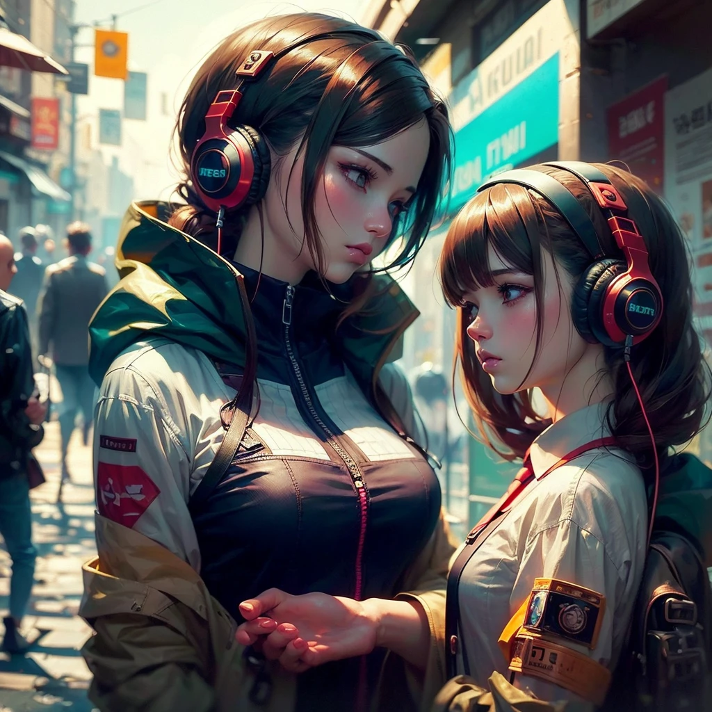 a different colored anime with headphones and hair, model iG, artegerm style, artegerm extremamente detalhado, Trend in CGTacing:, no artegerm style, digital cyberpunk anime art, ross tran style, artgerm trends, artegerm. high détail, very low-cut.