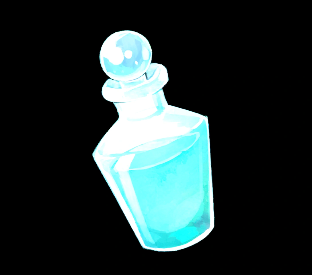 gameicon,A bottle of bright red potion, Glass bottles, Round spherical glass cover,Fantasy anime game,in style of ghibli