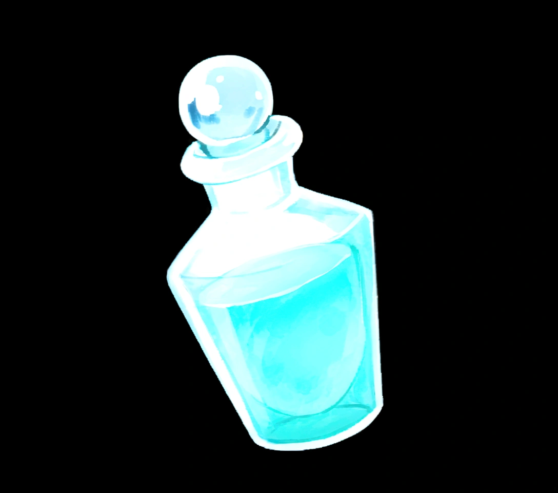 gameicon，A bottle of bright red potion， Glass bottles， Round spherical glass cover，Fantasy anime game，in style of ghibli