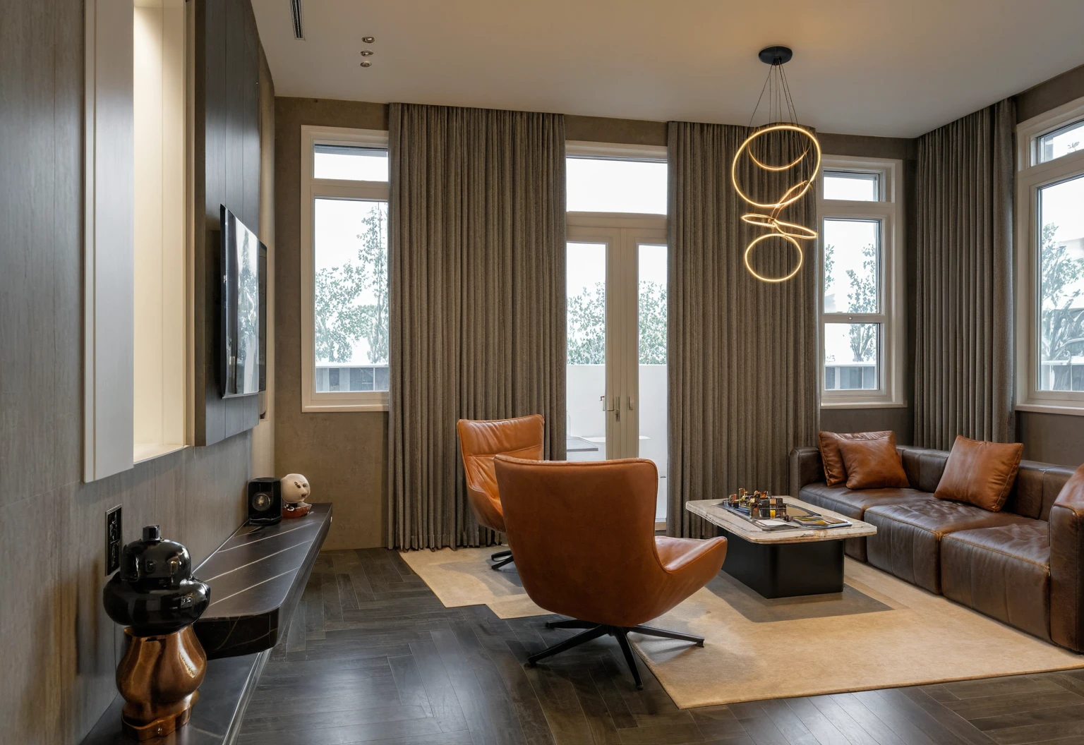 Raw photo,Masterpiece, high quality, best quality, authentic, super detail,
exterior, outdoors, living style modern, glass windows, pavement, trees, sky, cloud, (daylight:1.1), gray wall,