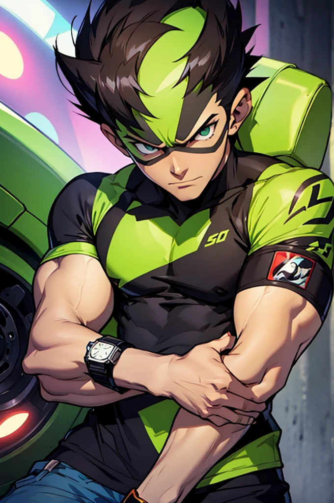 ben 10 with an alien watch on his arm