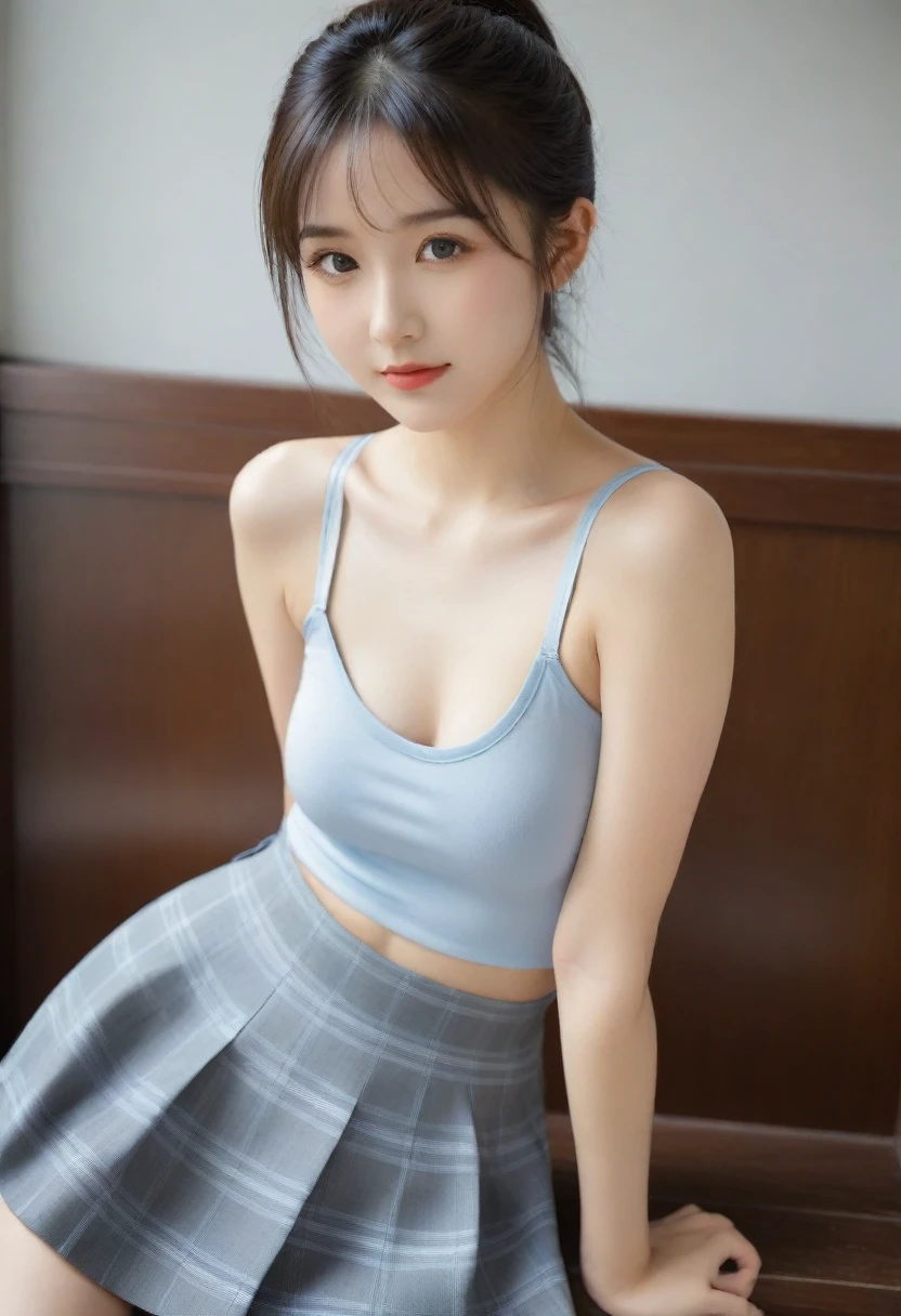 Two 10-year-old, Japanese elementary school girls, 110 cm tall and super enormous-breasted, (super enormous breasts), are walking to school wearing Baby blue micro mini high cut skirt, Baby blue micro mini high cut tank tops, ((Fabric so thin that you can see through)), (navel-baring), ((Fabric so thin that you can see through showing my vagina)), (loves to show off her cute naked), (love to show off their panties), and carrying randsel,